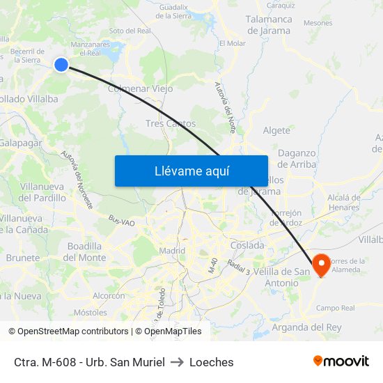 Ctra. M-608 - Urb. San Muriel to Loeches map