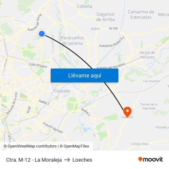 Ctra. M-12 - La Moraleja to Loeches map