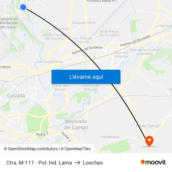 Ctra. M-111 - Pol. Ind. Lama to Loeches map