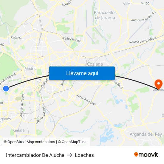 Intercambiador De Aluche to Loeches map