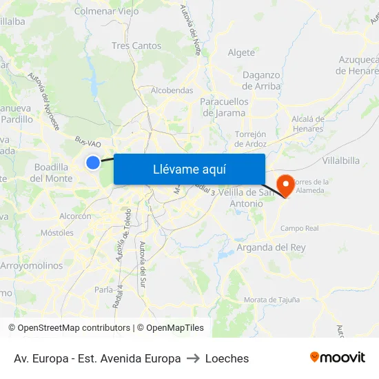 Av. Europa - Est. Avenida Europa to Loeches map