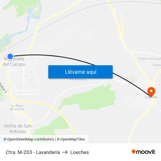 Ctra. M-203 - Lavandería to Loeches map