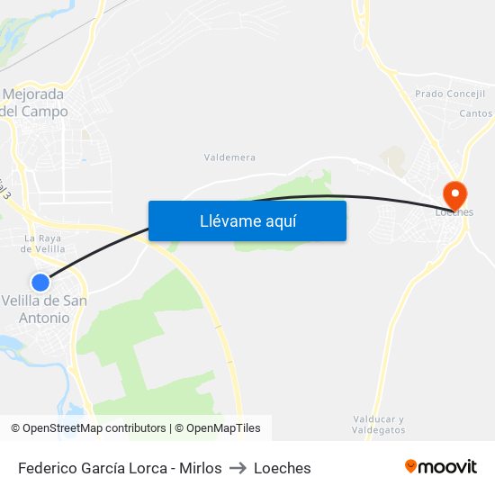 Federico García Lorca - Mirlos to Loeches map