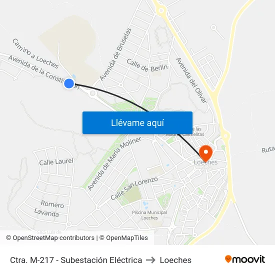 Ctra. M-217 - Subestación Eléctrica to Loeches map