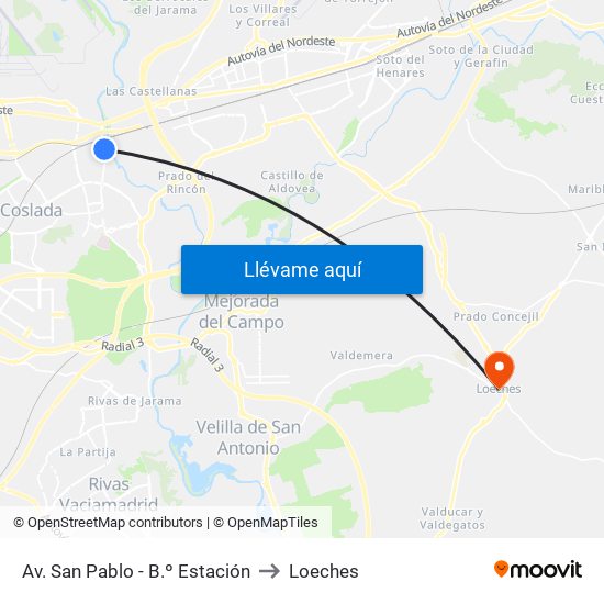 Av. San Pablo - B.º Estación to Loeches map