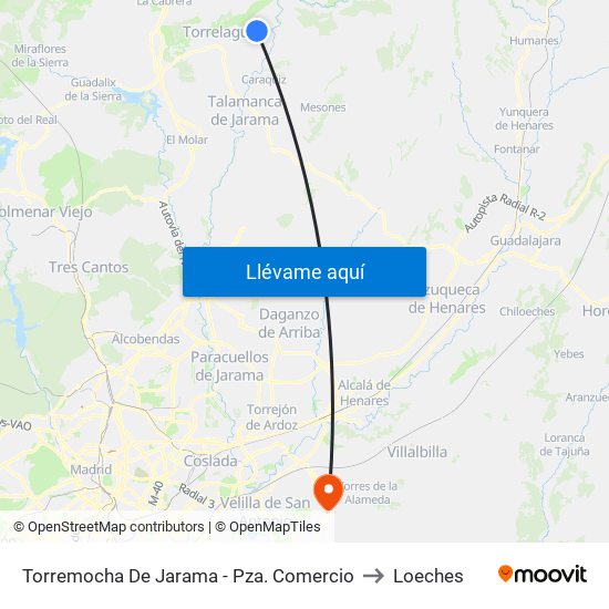 Torremocha De Jarama - Pza. Comercio to Loeches map