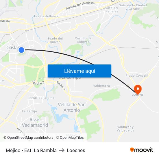 Méjico - Est. La Rambla to Loeches map