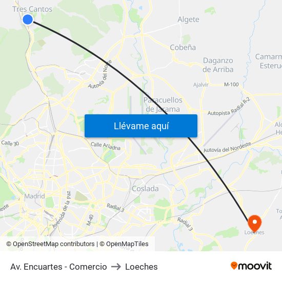 Av. Encuartes - Comercio to Loeches map