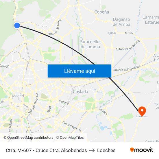 Ctra. M-607 - Cruce Ctra. Alcobendas to Loeches map