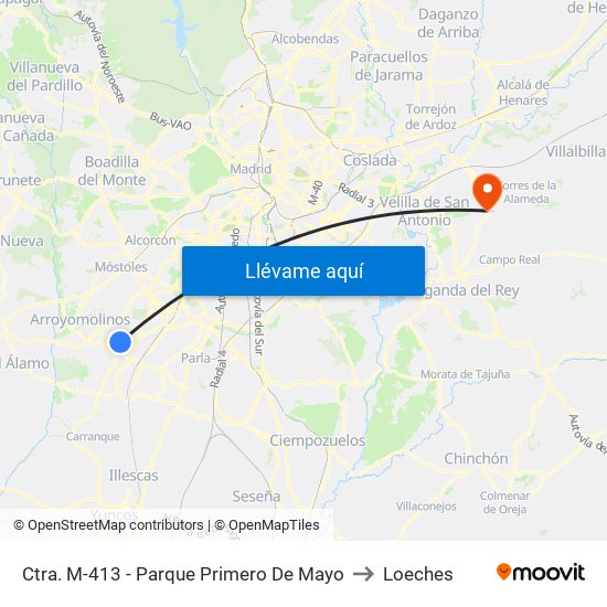 Ctra. M-413 - Parque Primero De Mayo to Loeches map