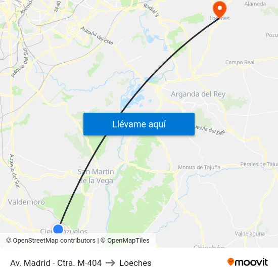 Av. Madrid - Ctra. M-404 to Loeches map