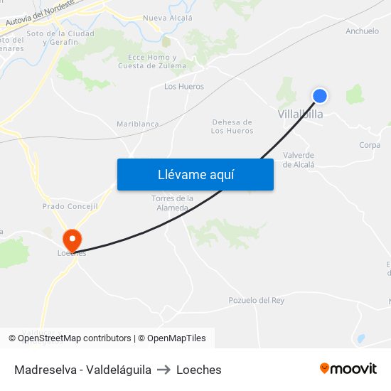 Madreselva - Valdeláguila to Loeches map