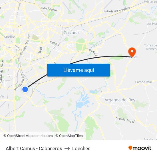 Albert Camus - Cabañeros to Loeches map