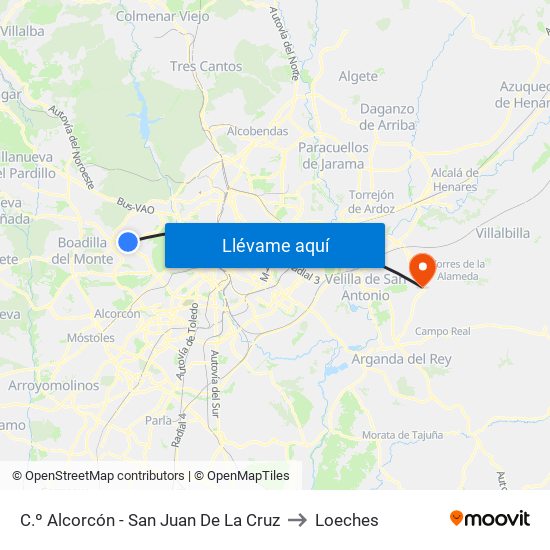 C.º Alcorcón - San Juan De La Cruz to Loeches map