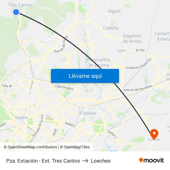 Pza. Estación - Est. Tres Cantos to Loeches map