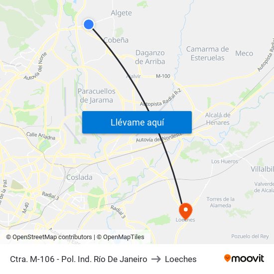 Ctra. M-106 - Pol. Ind. Río De Janeiro to Loeches map