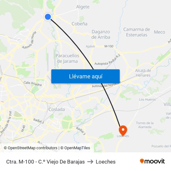 Ctra. M-100 - C.º Viejo De Barajas to Loeches map