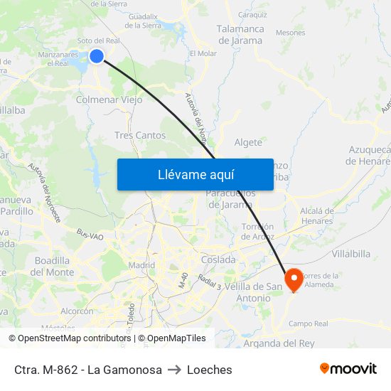 Ctra. M-862 - La Gamonosa to Loeches map