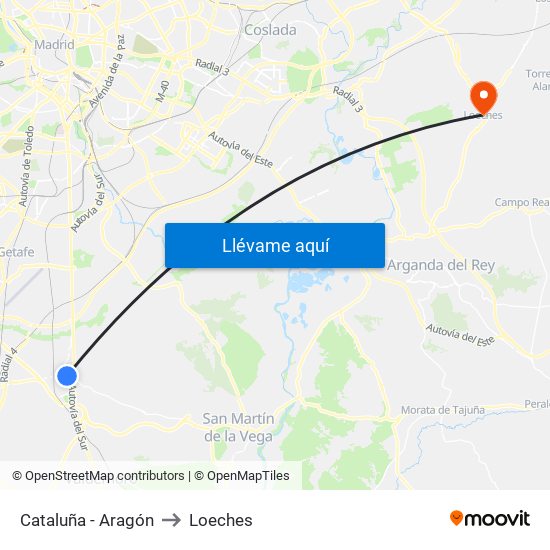 Cataluña - Aragón to Loeches map