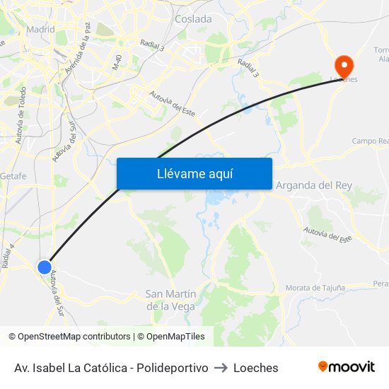 Av. Isabel La Católica - Polideportivo to Loeches map