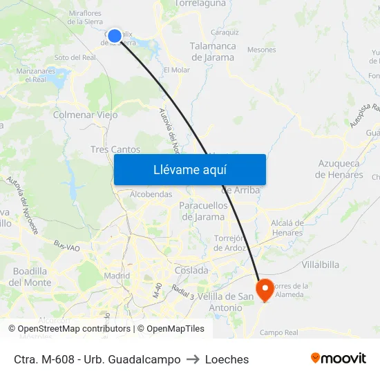 Ctra. M-608 - Urb. Guadalcampo to Loeches map