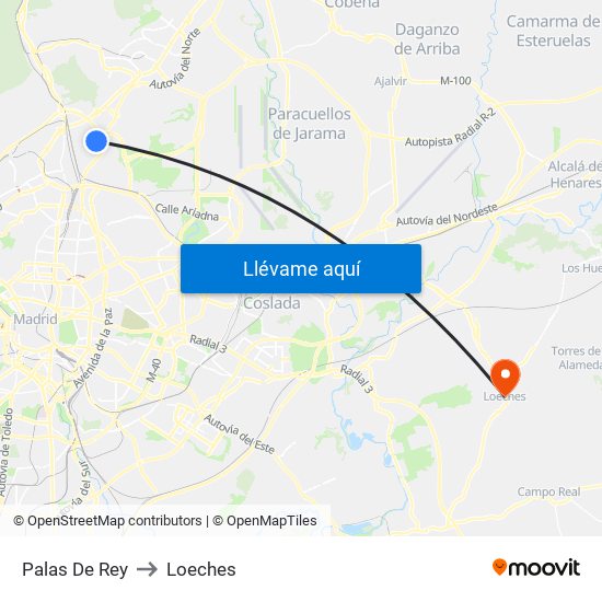 Palas De Rey to Loeches map