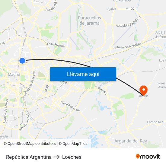 República Argentina to Loeches map
