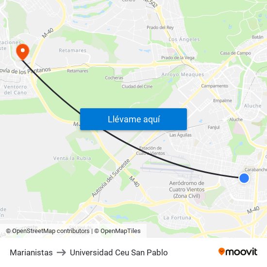 Marianistas to Universidad Ceu San Pablo map