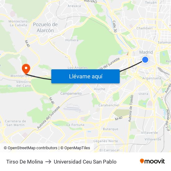 Tirso De Molina to Universidad Ceu San Pablo map