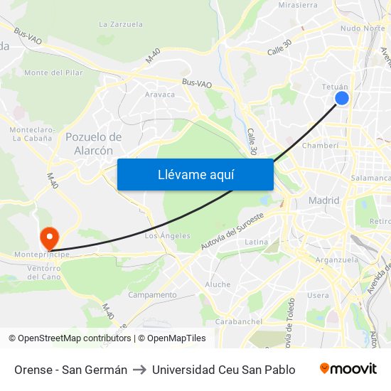 Orense - San Germán to Universidad Ceu San Pablo map