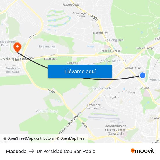 Maqueda to Universidad Ceu San Pablo map