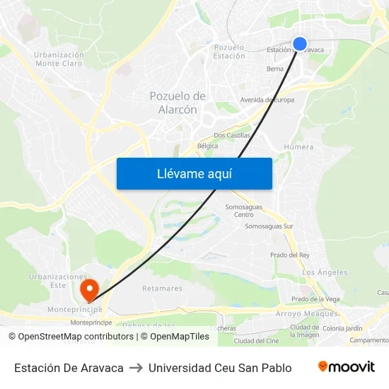 Estación De Aravaca to Universidad Ceu San Pablo map