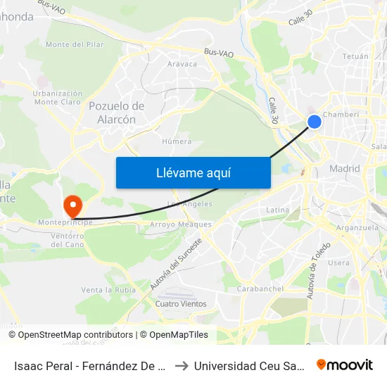 Isaac Peral - Fernández De Los Ríos to Universidad Ceu San Pablo map