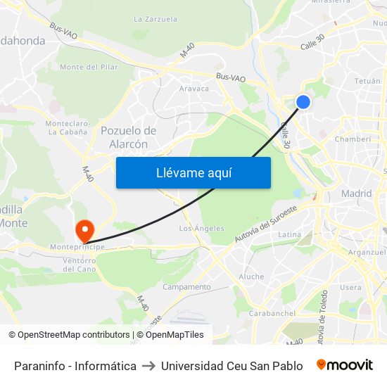 Paraninfo - Informática to Universidad Ceu San Pablo map