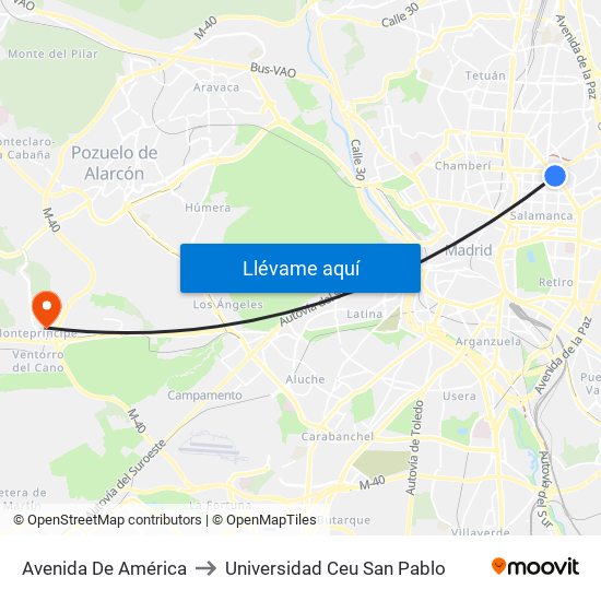 Avenida De América to Universidad Ceu San Pablo map