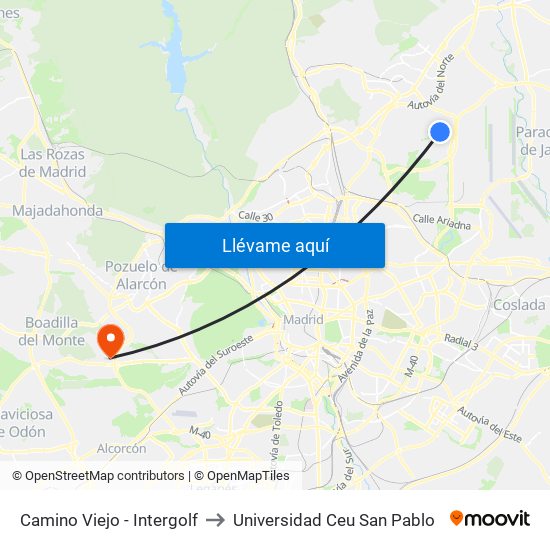 Camino Viejo - Intergolf to Universidad Ceu San Pablo map