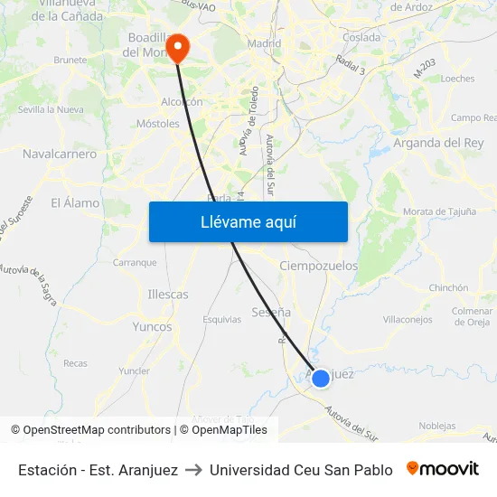 Estación - Est. Aranjuez to Universidad Ceu San Pablo map