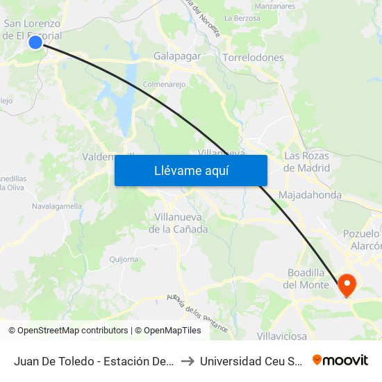 Juan De Toledo - Estación De Autobuses to Universidad Ceu San Pablo map