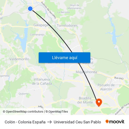 Colón - Colonia España to Universidad Ceu San Pablo map