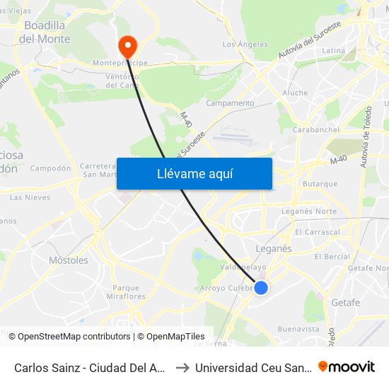Carlos Sainz - Ciudad Del Automóvil to Universidad Ceu San Pablo map