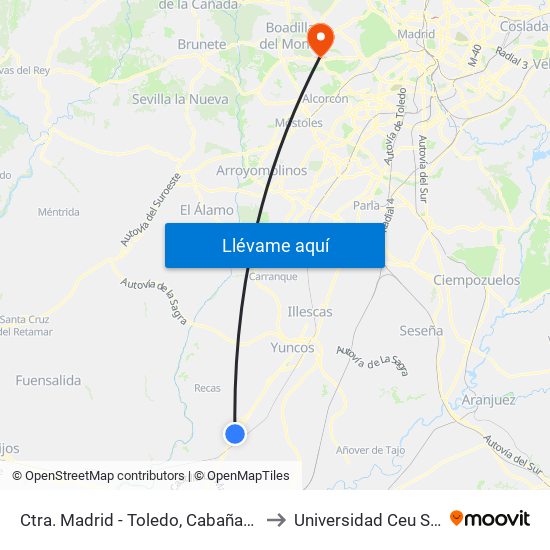 Ctra. Madrid - Toledo, Cabañas De La Sagra to Universidad Ceu San Pablo map