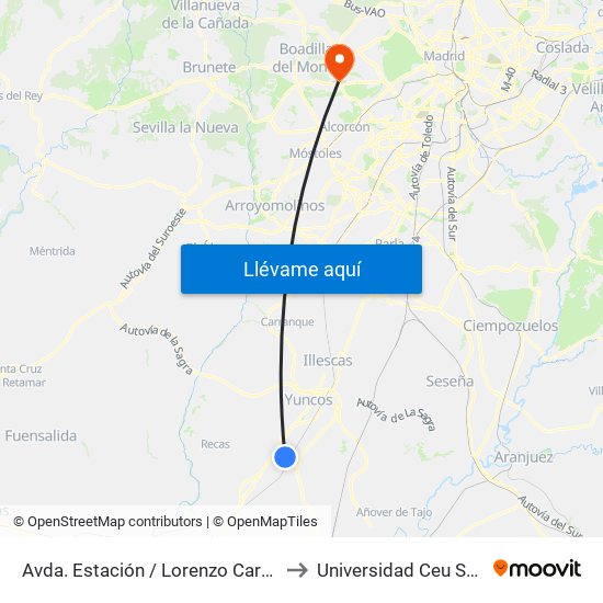 Avda. Estación / Lorenzo Carrillo, Yuncler to Universidad Ceu San Pablo map