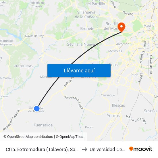 Ctra. Extremadura (Talavera), Santa Cruz Del Retamar to Universidad Ceu San Pablo map