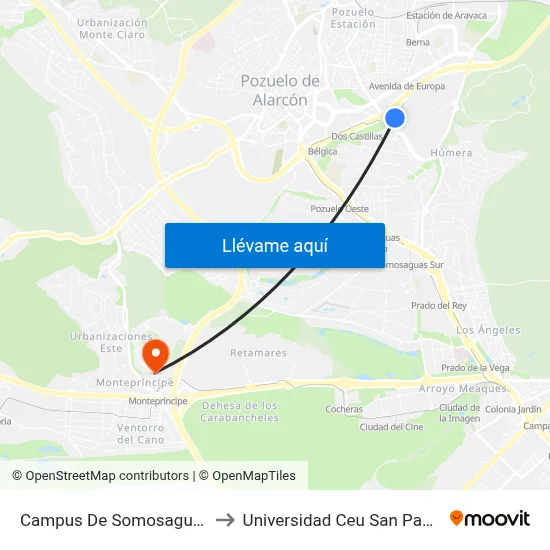Campus De Somosaguas to Universidad Ceu San Pablo map