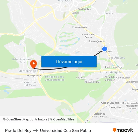 Prado Del Rey to Universidad Ceu San Pablo map