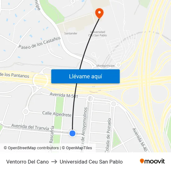 Ventorro Del Cano to Universidad Ceu San Pablo map