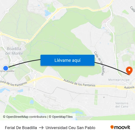 Ferial De Boadilla to Universidad Ceu San Pablo map