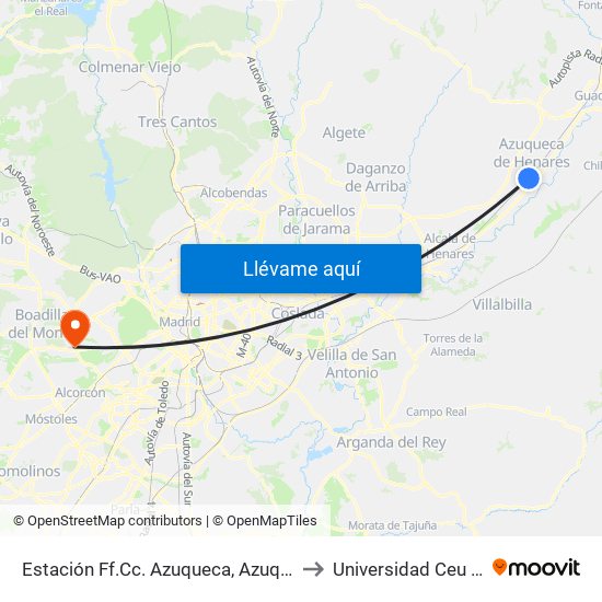 Estación Ff.Cc. Azuqueca, Azuqueca De Henares to Universidad Ceu San Pablo map