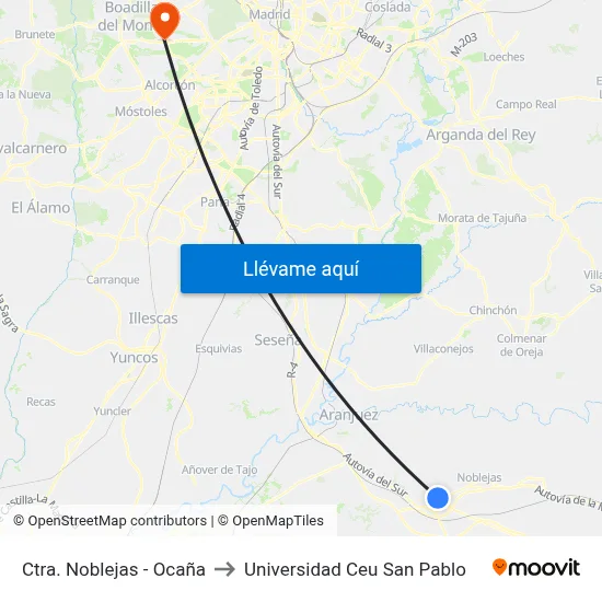 Ctra. Noblejas - Ocaña to Universidad Ceu San Pablo map