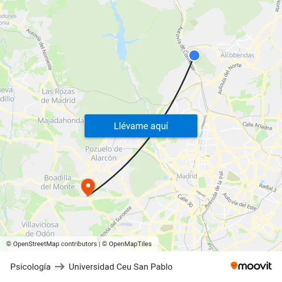 Psicología to Universidad Ceu San Pablo map